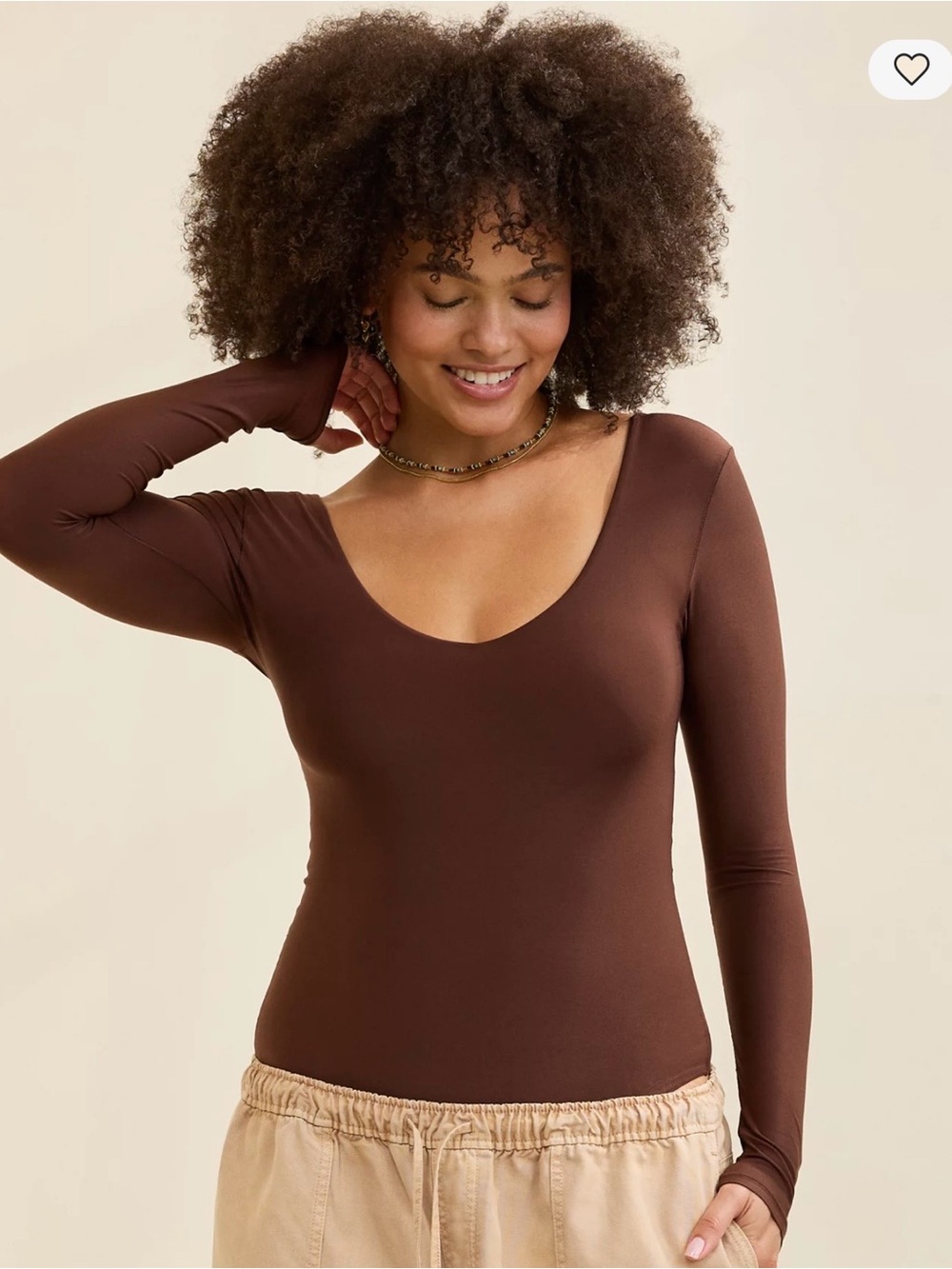1. Aerie SMOOTHEZ Brown Long Sleeve V-Neck Top Size M $49.95 Retail
